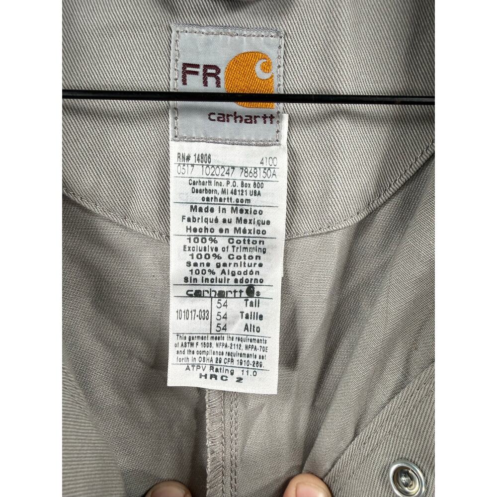 Carhartt FR Traditional Coveralls 54 Tall Gray Zip Up Multi Pocket Mechanic - Picture 5 of 10